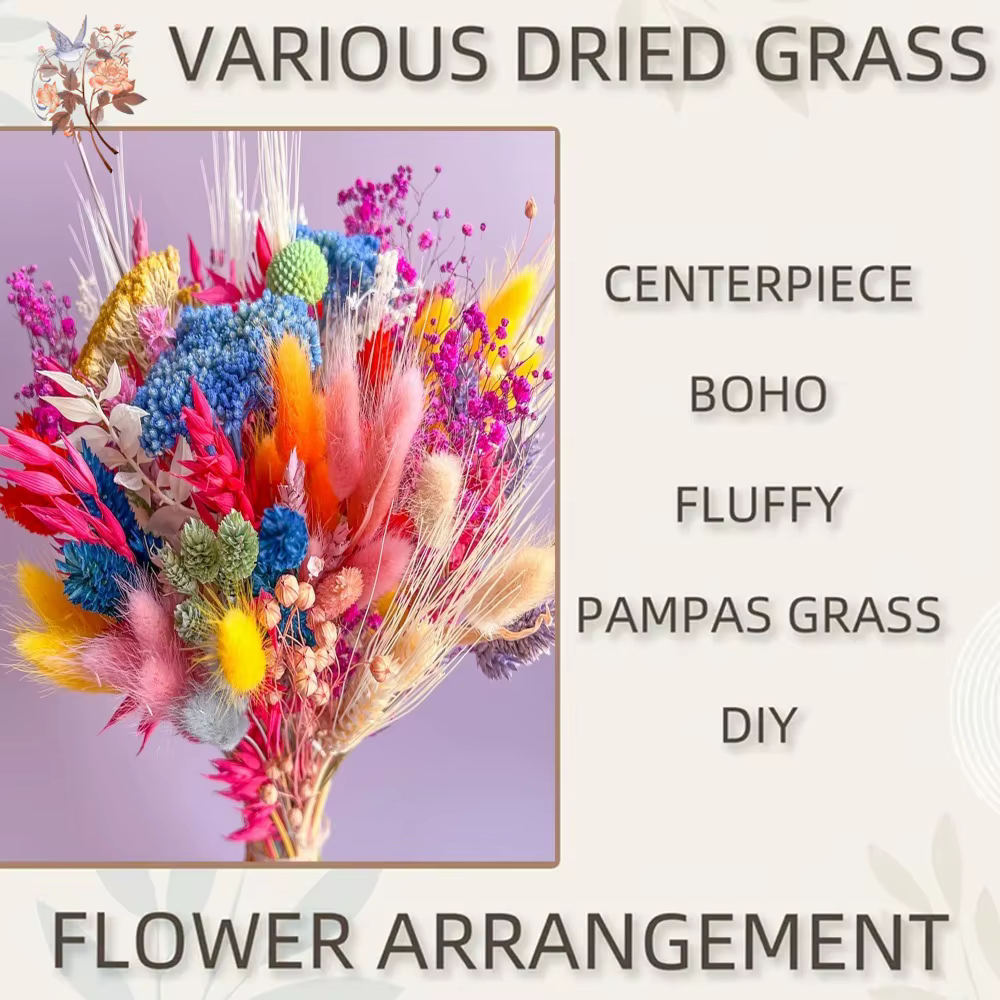 Bouquet de mariage de fleurs séchées colorées pour mariée