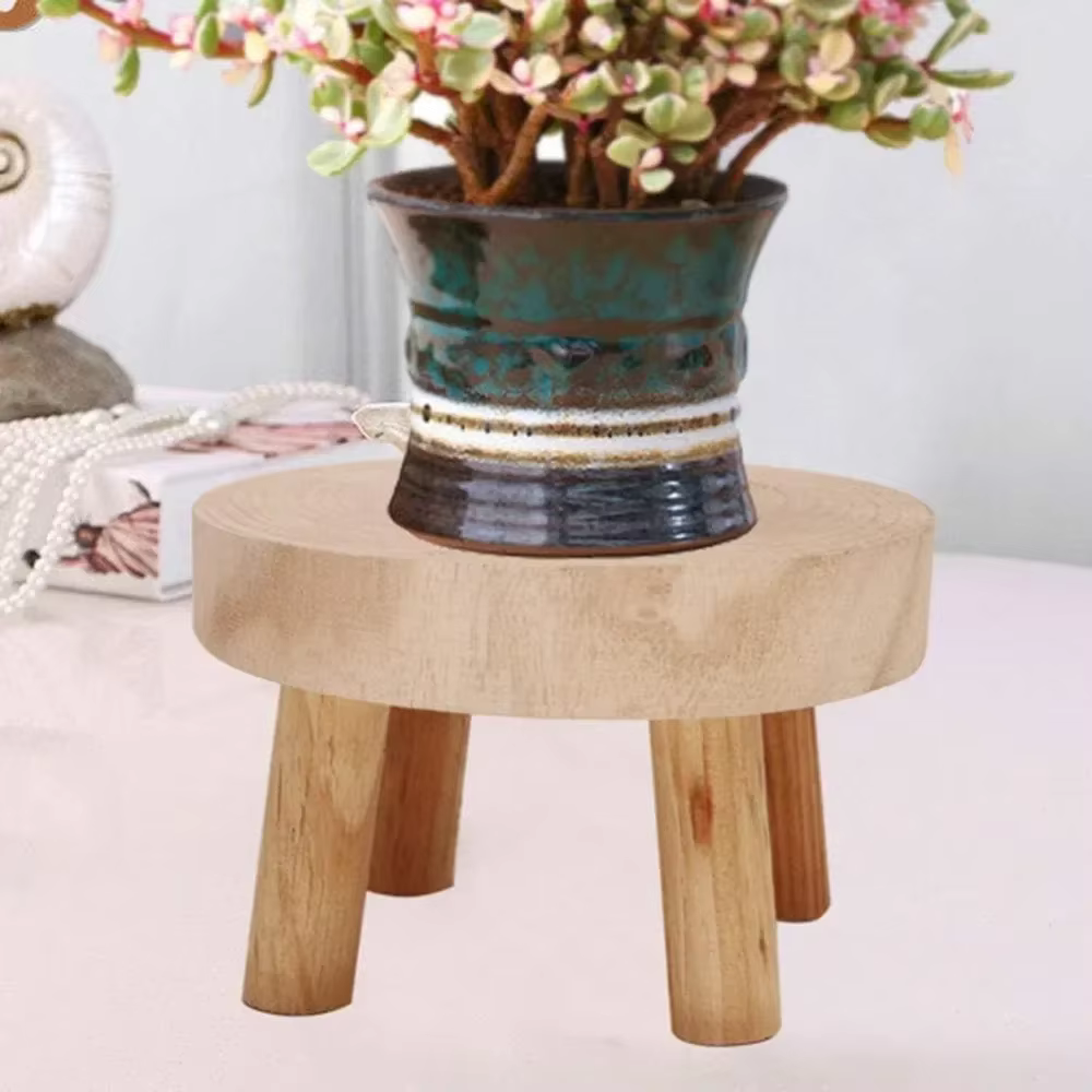 Tabouret de support de base de pot de fleur de plante en bois