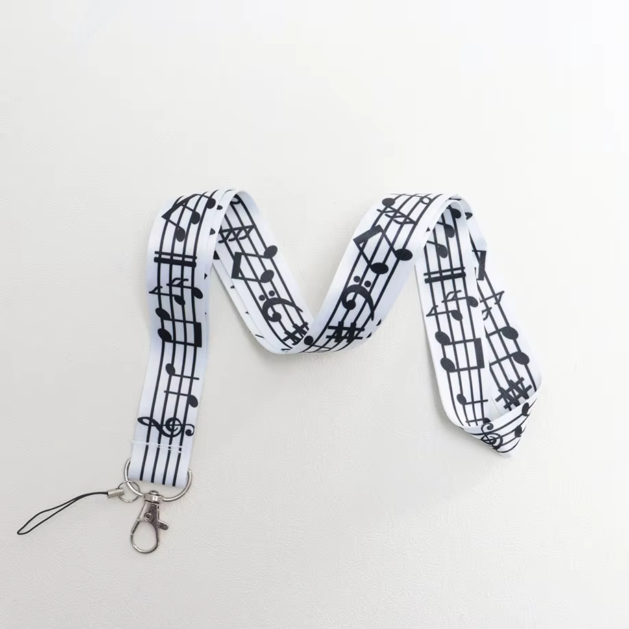 Lanières de Notes musicales pour clés, sangle de cou, porte-carte d'identité, corde de suspension, sangle de téléphone portable, porte-clés, accessoires