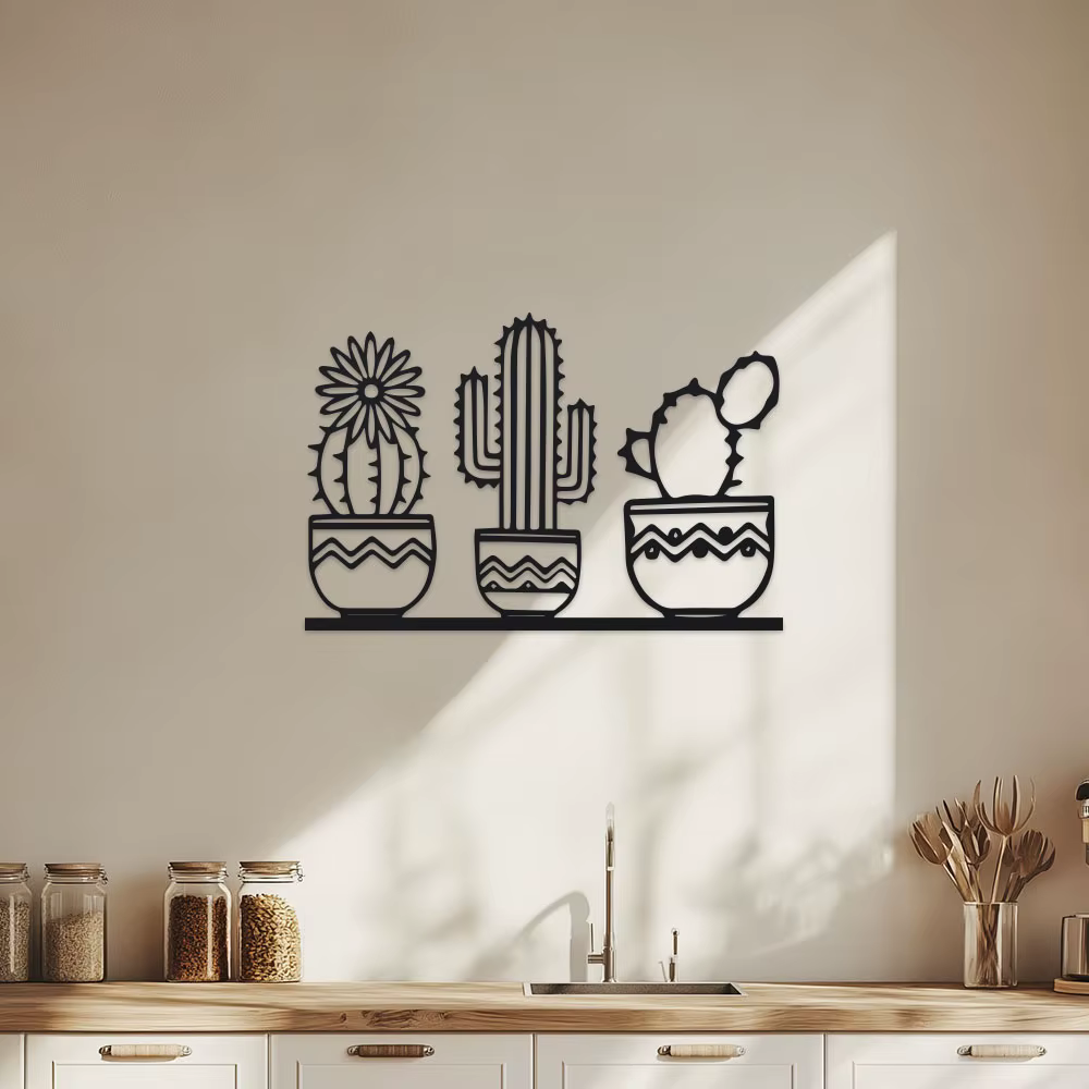Un art mural en métal de cactus