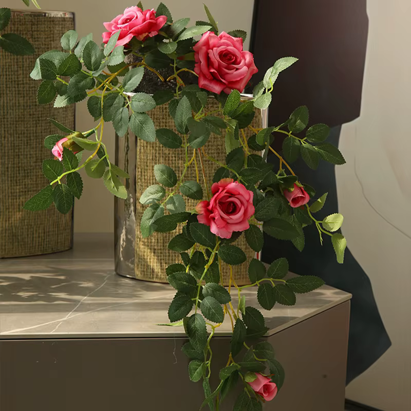 Rose vigne artificielle plante verte rotin maison jardin déco arbre de noël accessoires bricolage fond fleur mur matériel fenêtre affichage