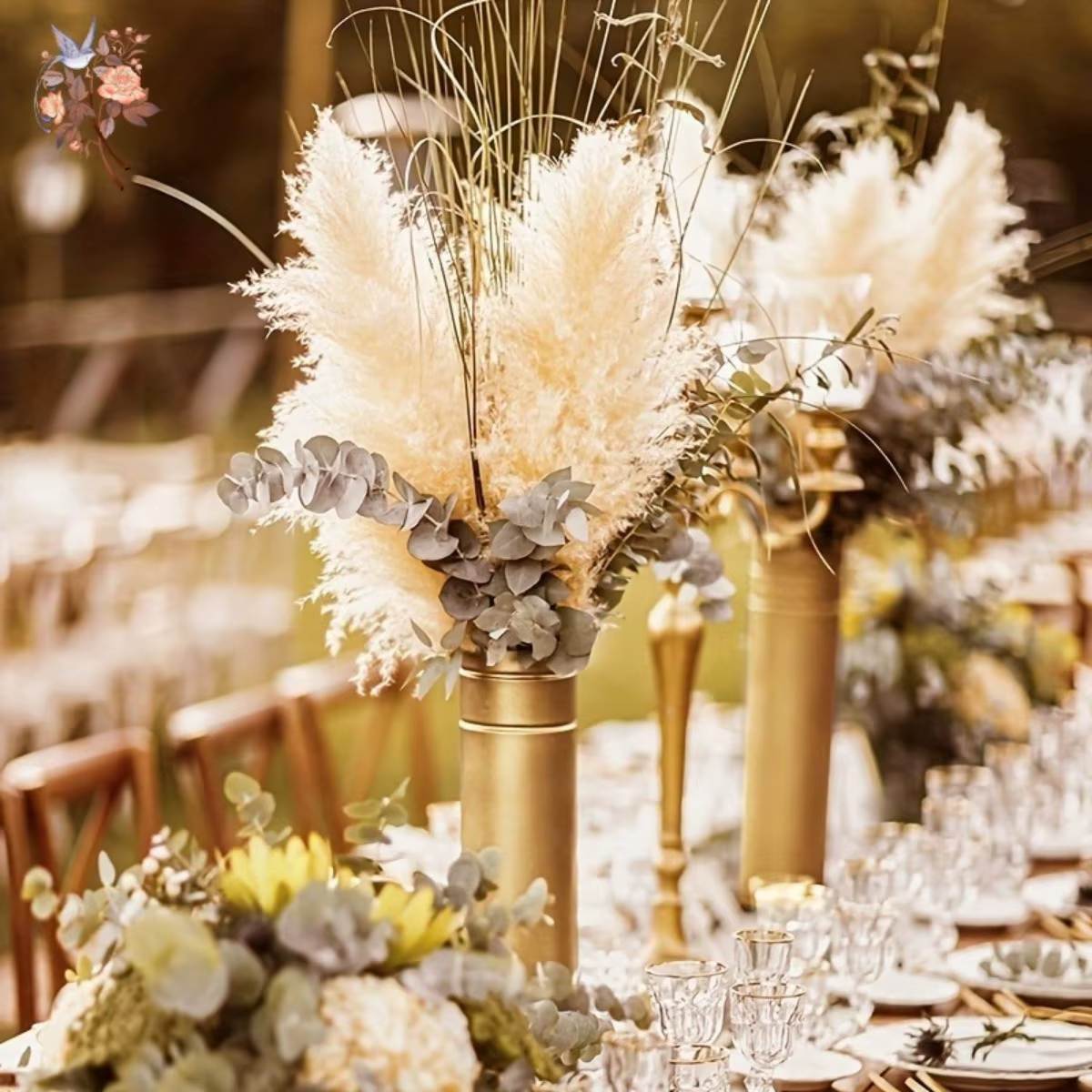 Bouquet de Fleurs de Pampas Sèches Naturelles pour Décoration de Noël