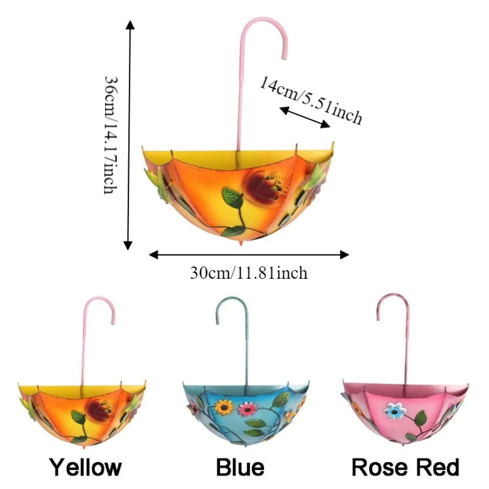 Pot de fleurs en forme de parapluie en fer