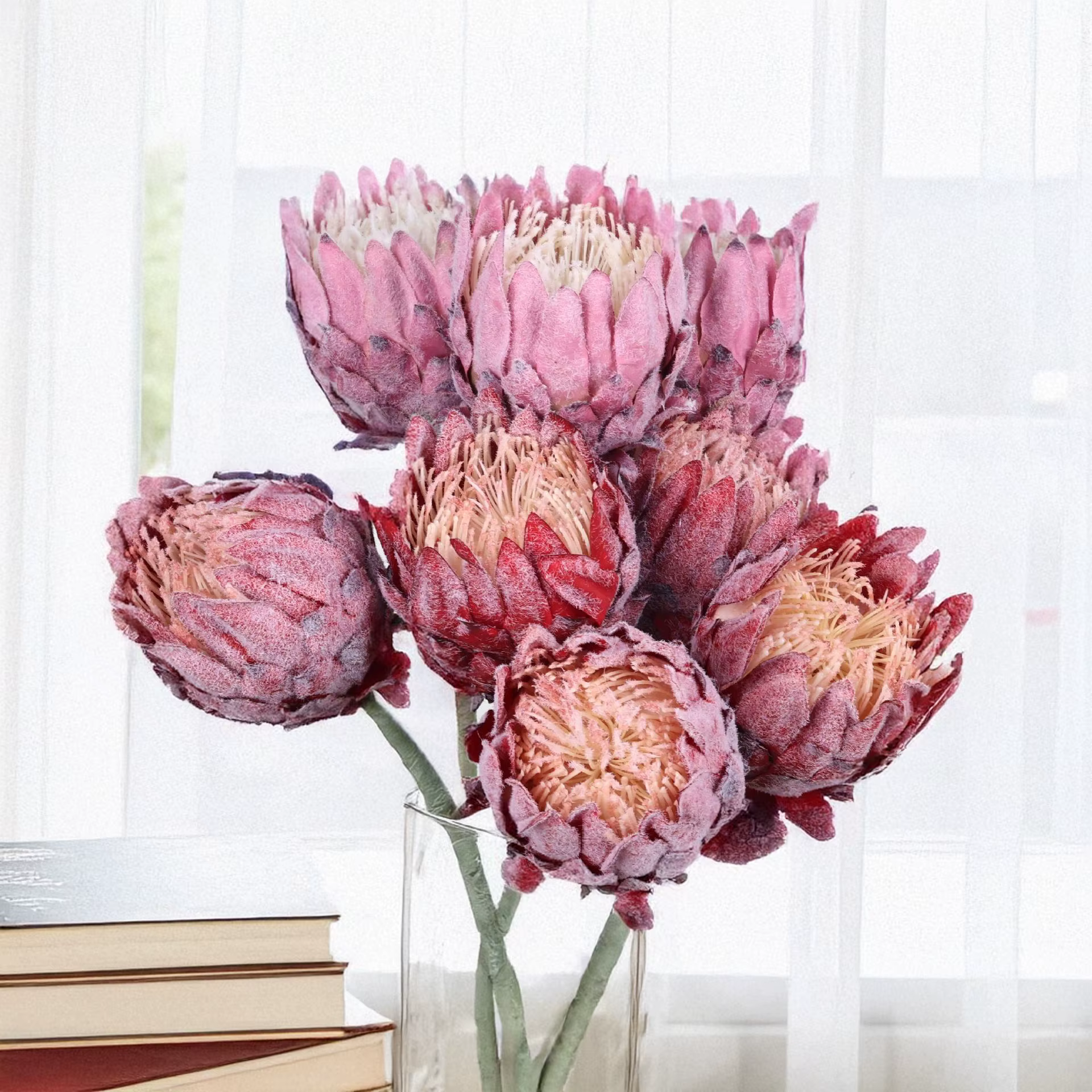 27, 5 pouces artificielle roi Protea fleur chardon nordique fausse