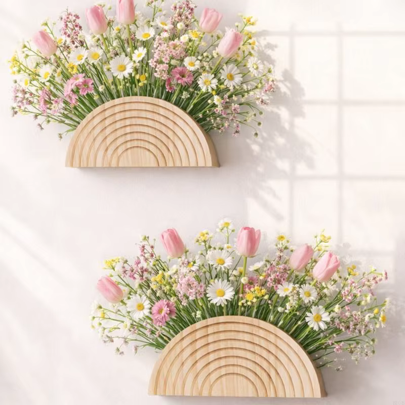 Jardinière murale en bois pour fausses plantes tiges fleurs séchées