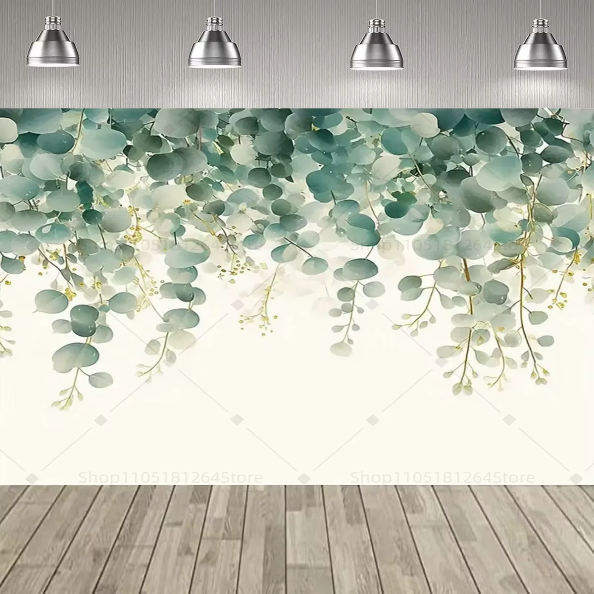 Plantes vertes feuilles d'eucalyptus décoration de fête toile de fond fleurs