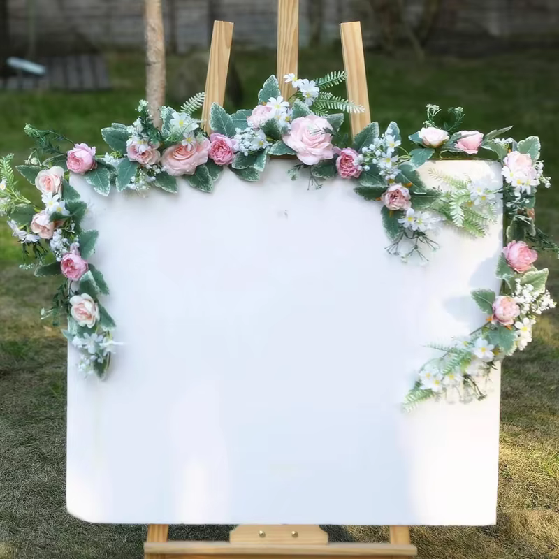 Guirlande de fleurs artificielles roses 175 cm