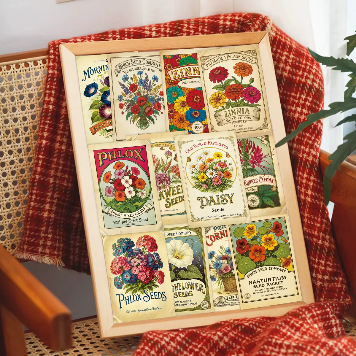 20 cartes de graines de fleurs botaniques vintage pour la décoration esthétique du jardin