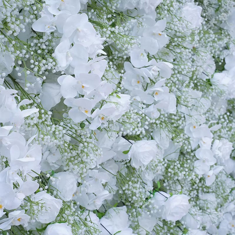 Luxe Babysbreath blanc Rose orchidée 5D tissu fleur mur mariage toile de fond roulant rideau Milan gazon plantes mur accessoires de fête