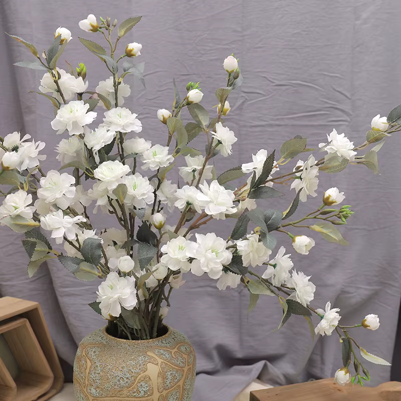 Fleur artificielle en soie de 90 cm, branche longue, camélia, fleur de cerisier, pour arrangement en vase familial, décoration de toile de fond pour arche de mariage et fête
