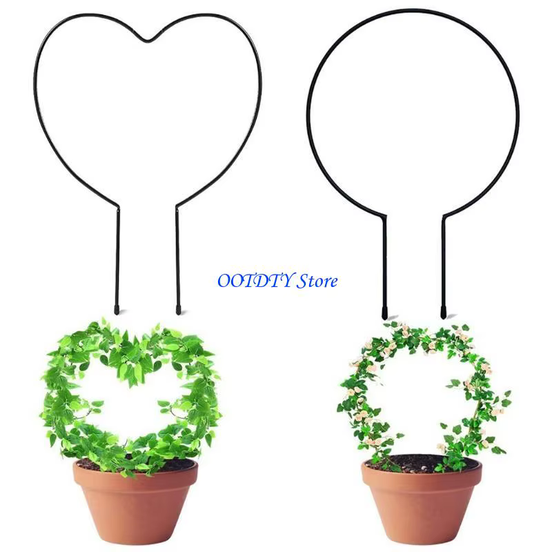 Support rond en fer métallique 367A pour plantes jardin en forme cœur