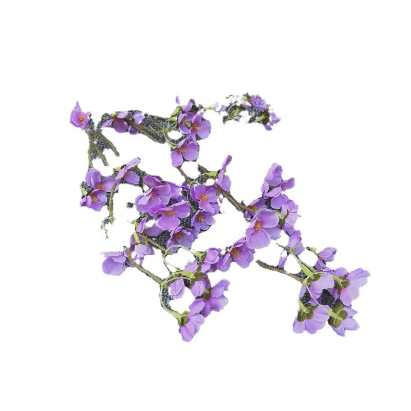 5pcs fleur de cerisier artificielle branche trois fourchettes soie Sakura arbre plante