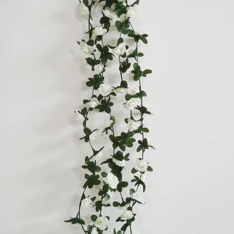 Nouvelle fleur artificielle rotin décoration rose soie guirlande