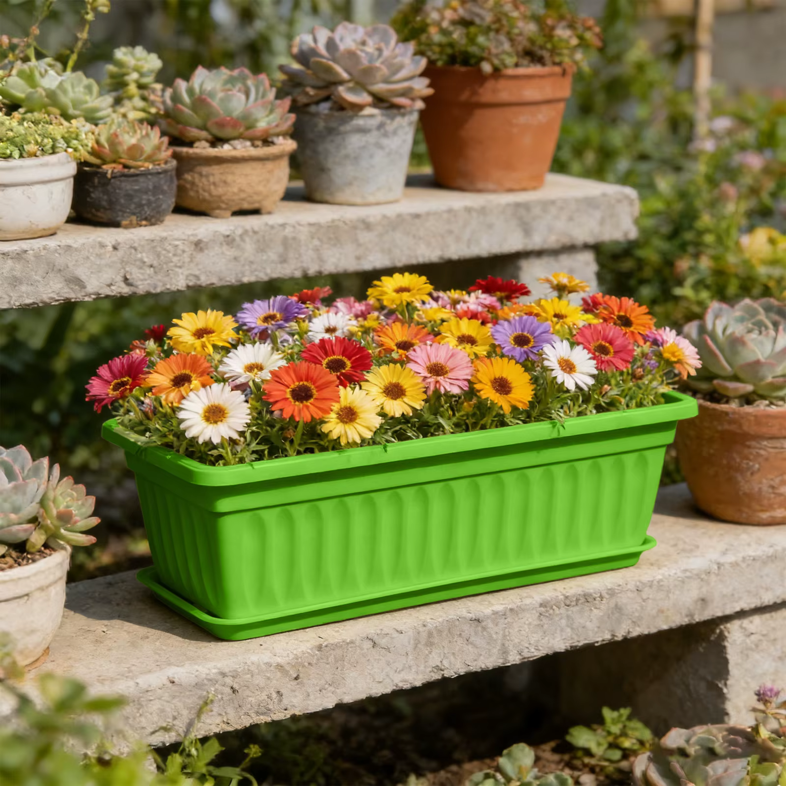 Jardinière rectangulaire en plastique