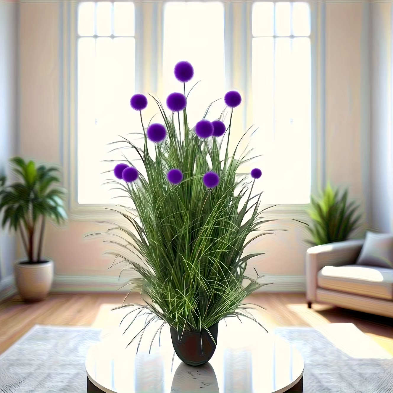 5 plantes artificielles en forme d'herbe bulbeuse violette