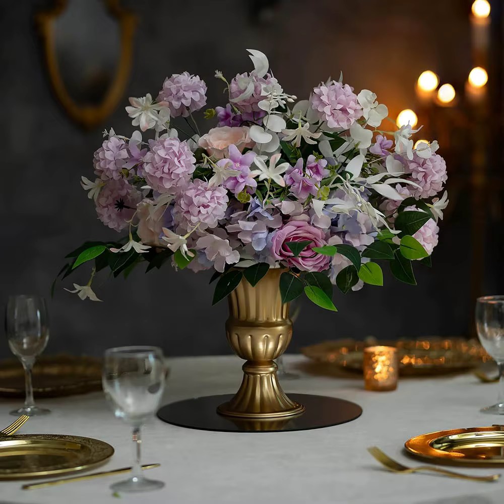 Vase d'arrangement de fleurs en or pour centre de Table de mariage