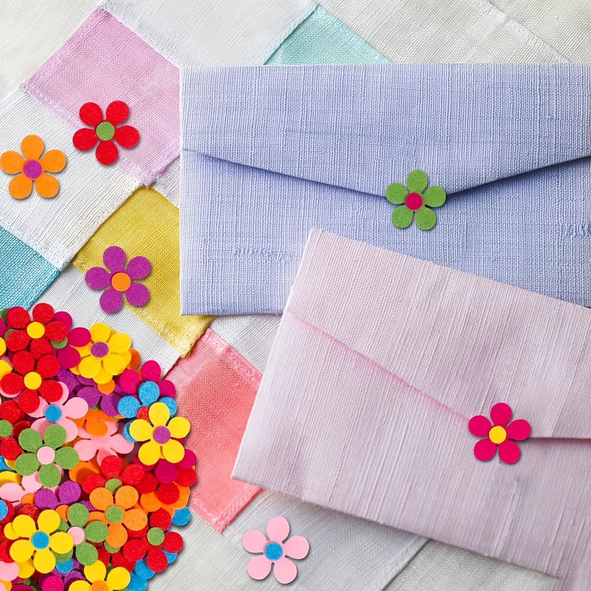 100 pièces de fleurs en feutre multicolores | Idéal pour l'artisanat en tissu