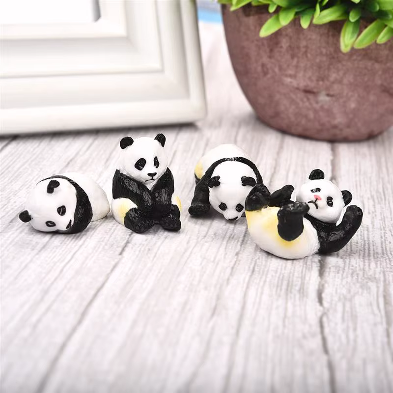 4 pièces/ensemble mignon Panda mousse Micro paysage Terrarium Figurine décoration résine drôle