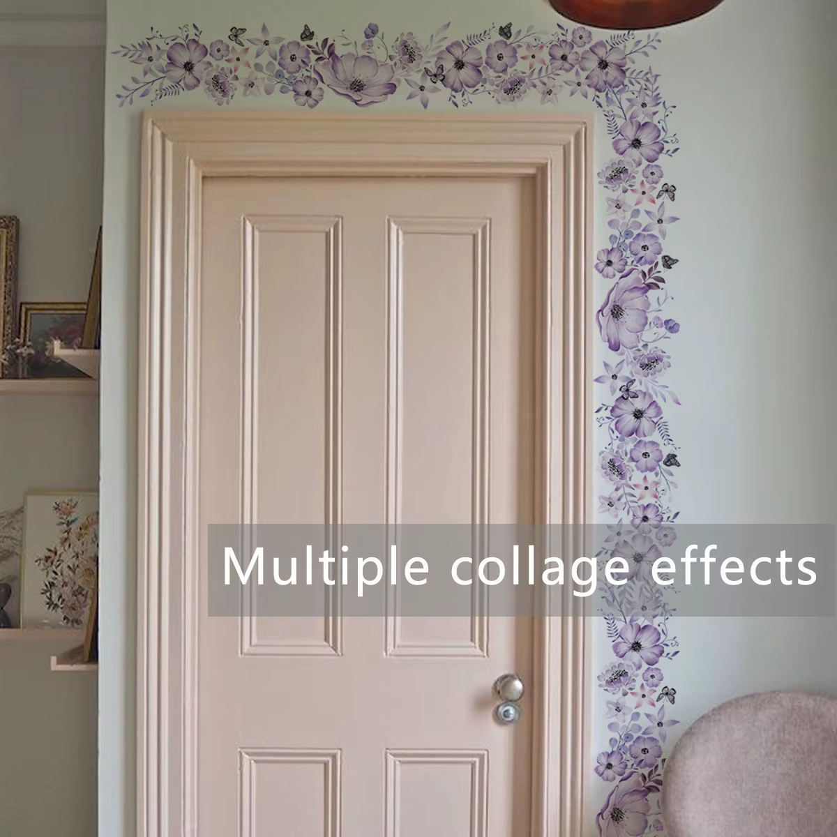 Autocollant mural de vigne florale violette