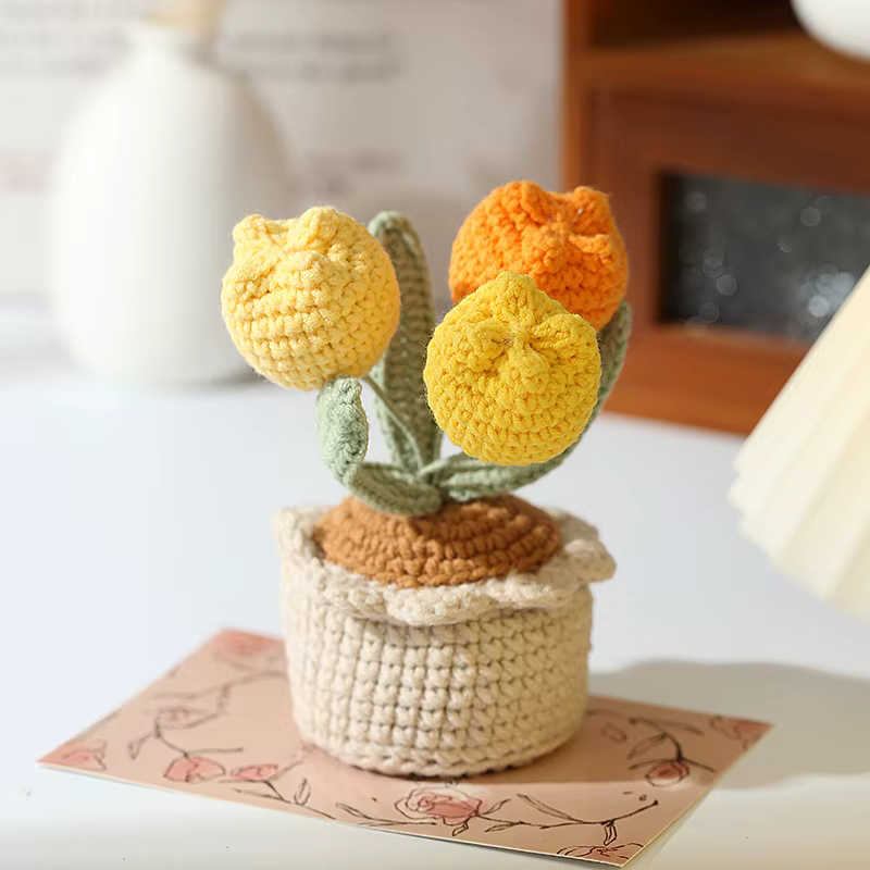 Crochet tulipes fleurs tricotées belle fausses