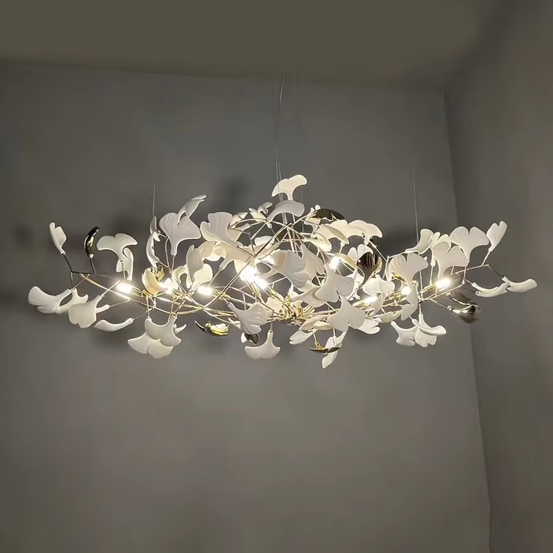 Lustre en céramique de luxe nordique Ginkgo scalp