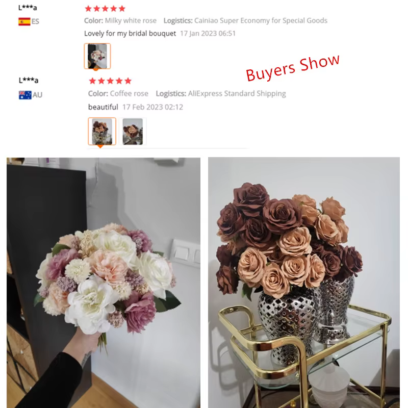 Bouquet de roses artificielles camélia