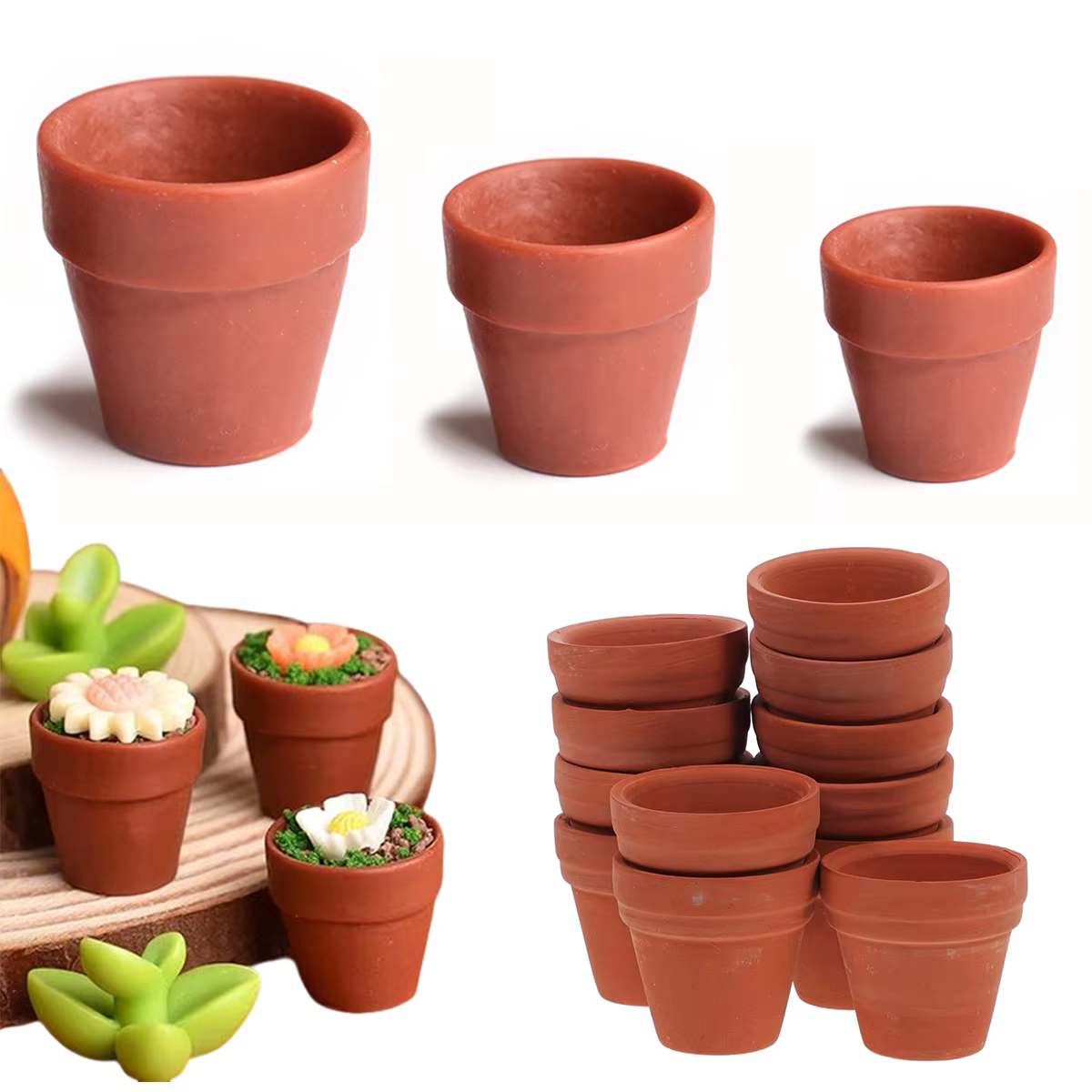 Mini pots en plastique faits à la main
