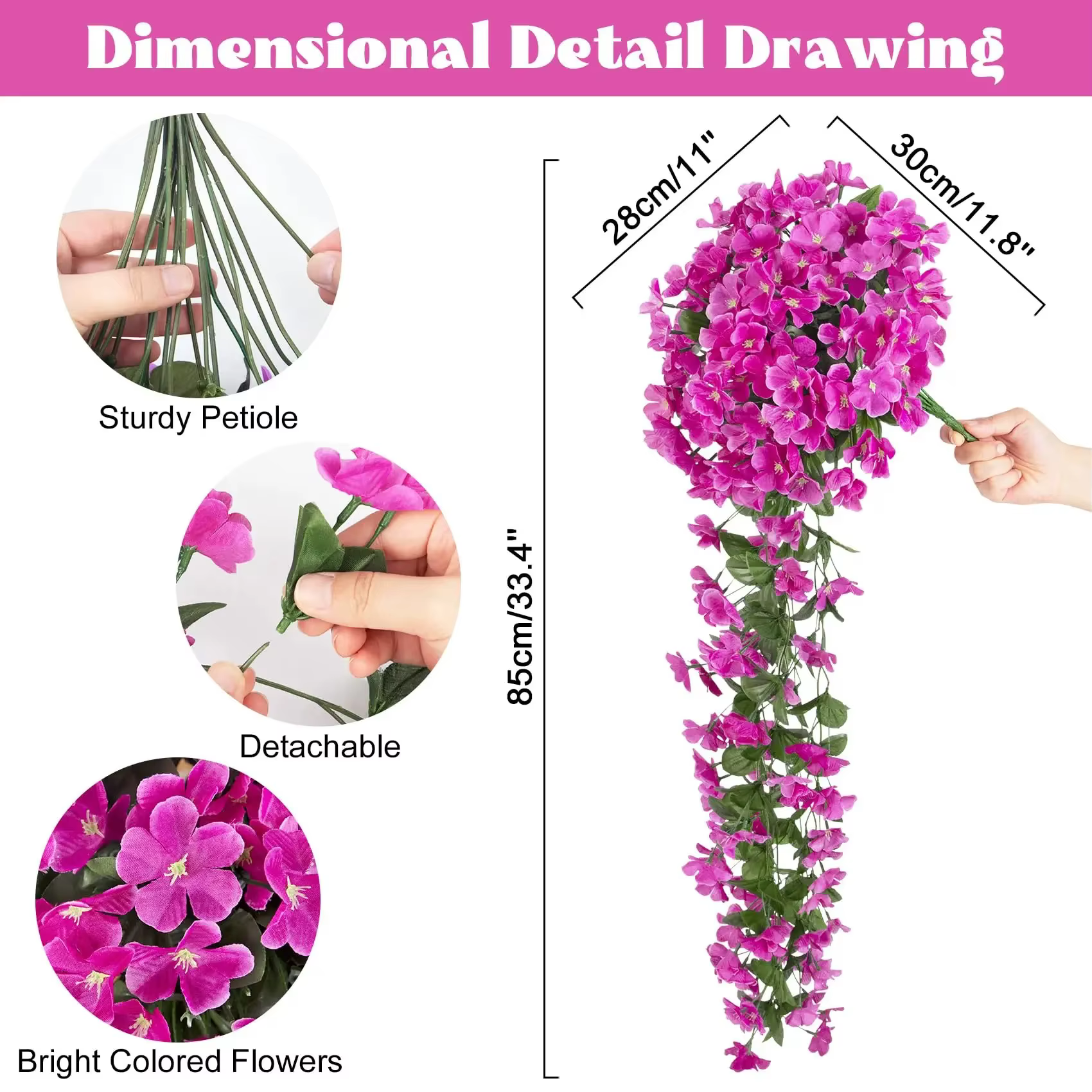 Guirlande de fleurs artificielles en lierre violet pour décoration d'arche de mariage