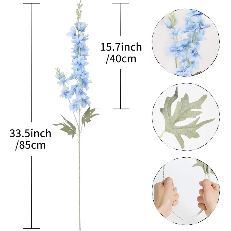2 pièces Delphinium fleurs artificielles 85cm fausses