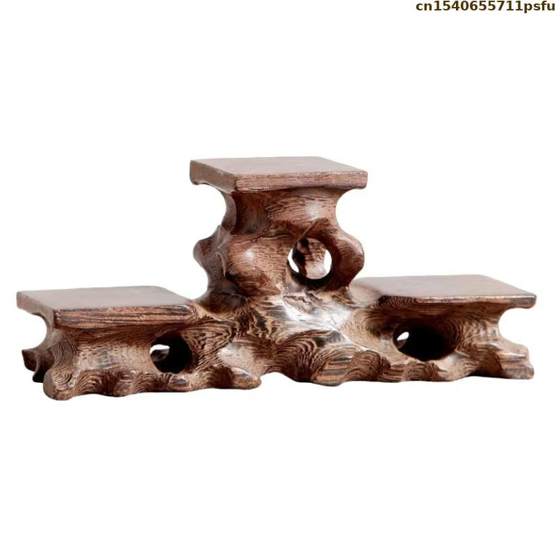 Support de table en bois massif naturel pour vase