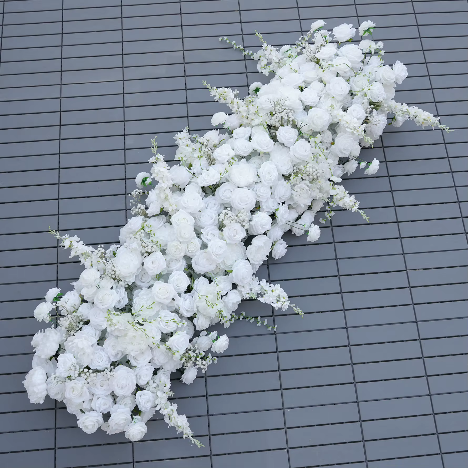 A8873 blanc Delphinium suspendu glycine florale arrangements artificiels toile de fond de mariage décoration fleur arc pour la cérémonie