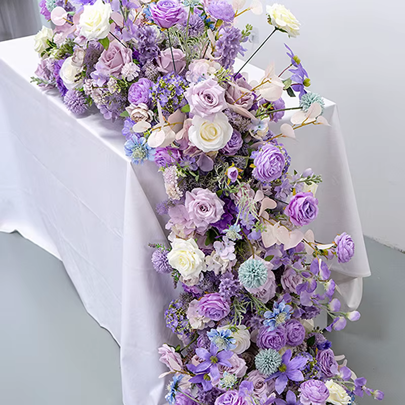 Guirlande de fleurs artificielles violettes pour canapé/table