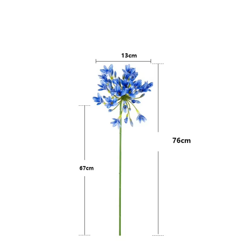 6 pièces de fleurs artificielles en soie bleues Agapanthus