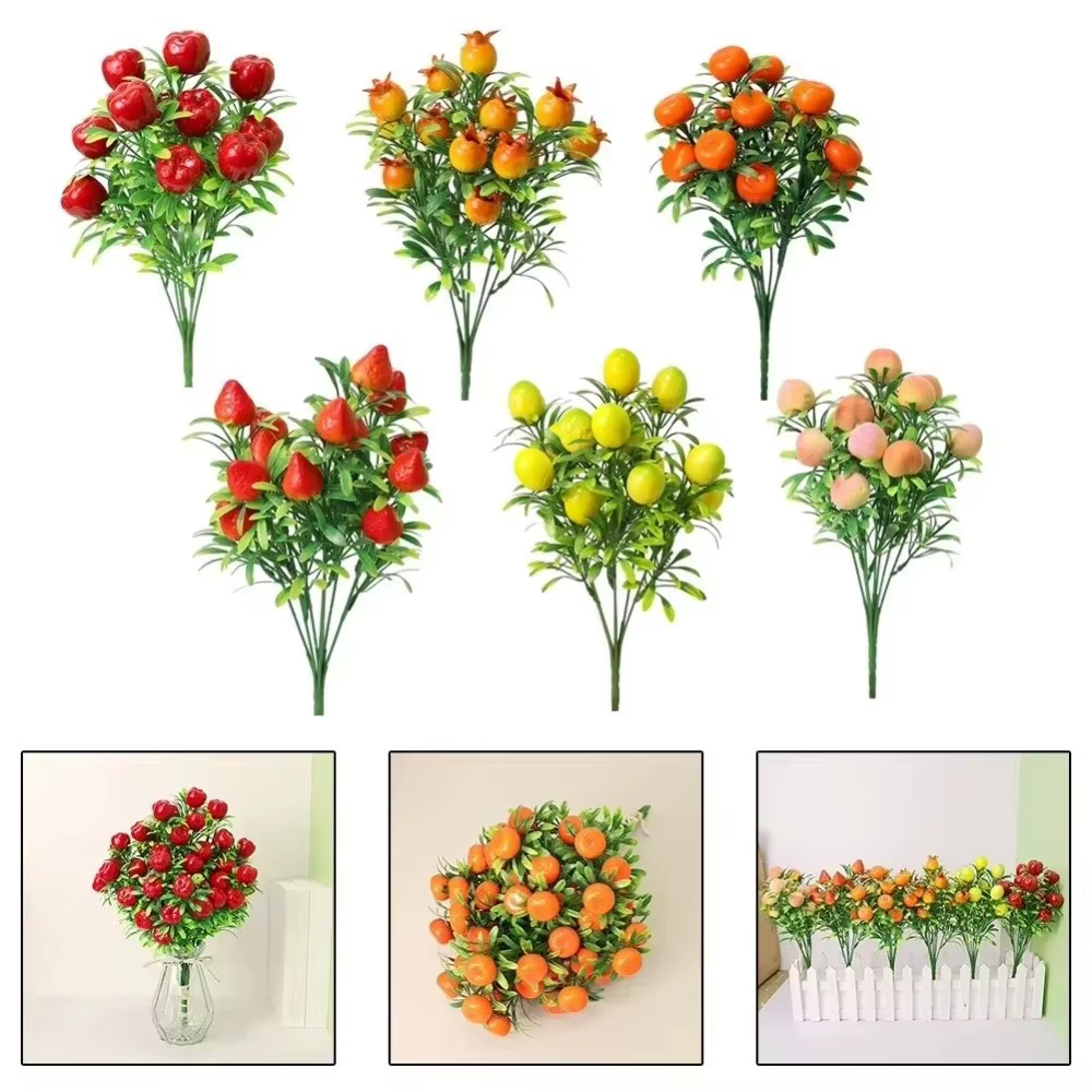 Fruits artificiels à 7 branches avec feuilles vertes
