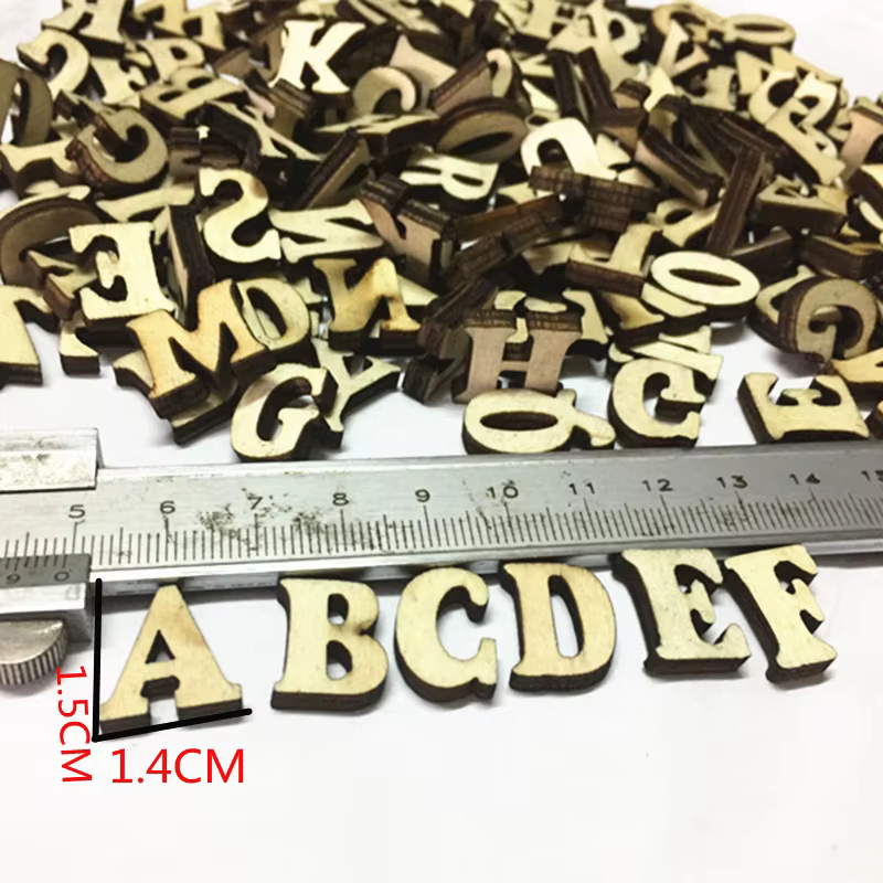 Style rustique majuscule lettres en bois Alphabet disques découpés