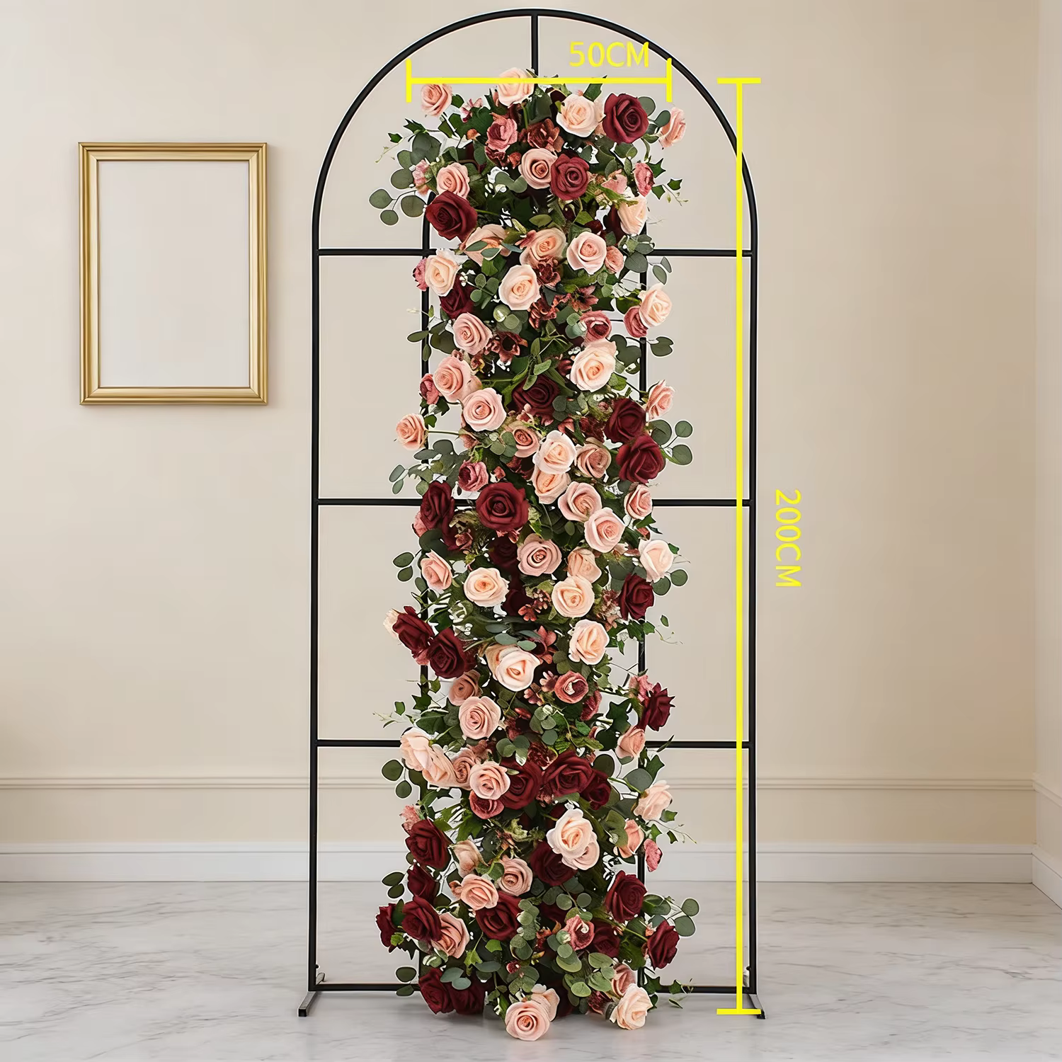 Uflower rouge Rose vert feuille fleurs artificielles rangée Arrangement Table de mariage Center fleur boule événement fête toile de fond décor accessoires