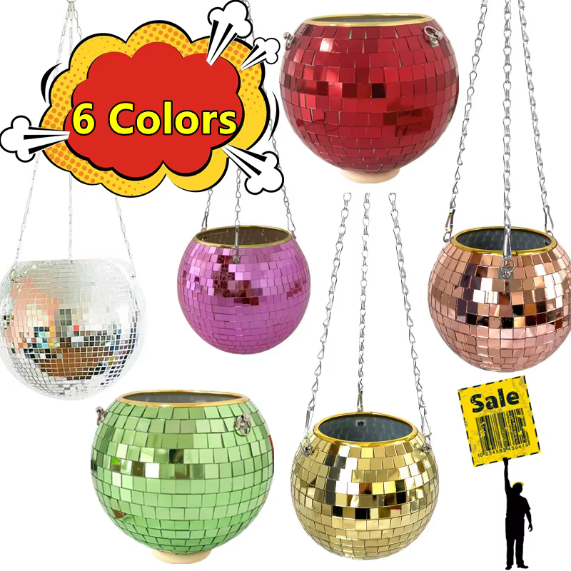 Nouveau Boule Disco suspendue Pot de fleur plantes d'intérieur Style bohème jardinière de fleurs Pots corde miroir suspendu panier jardin décor Vase