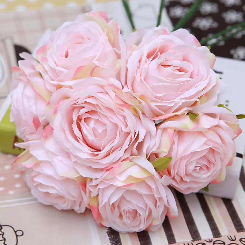 10 pièces Roses en soie fleur hortensia pivoine bricolage fleurs mur maison mariage décoration couronne Scrapbooking