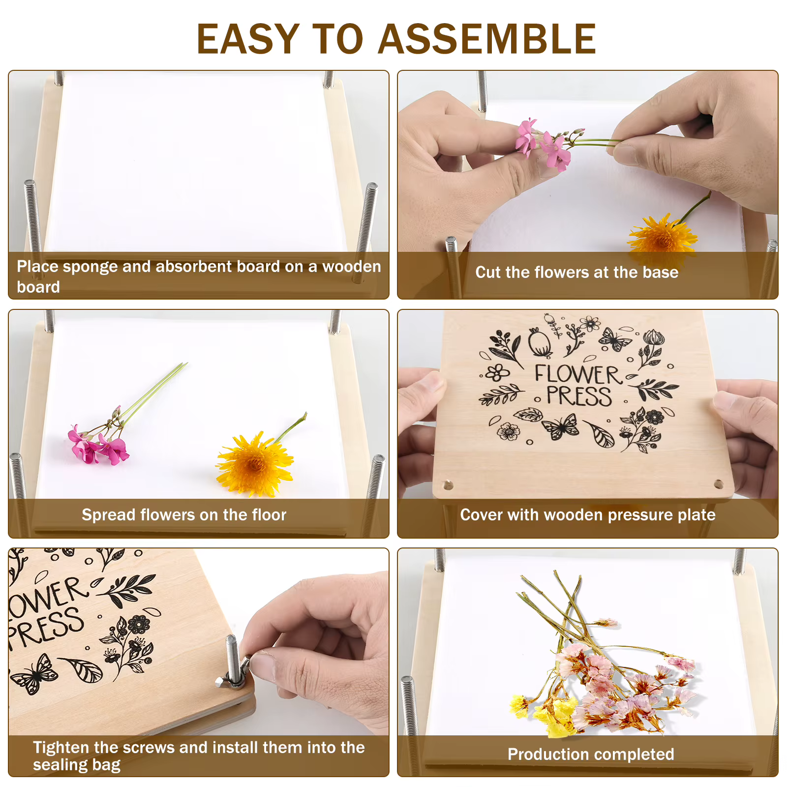 Kit de presse à fleurs professionnel en bois