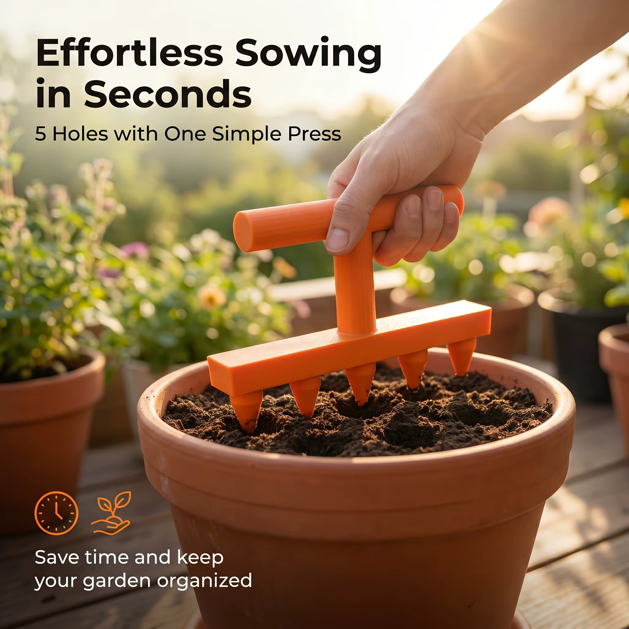 Semoir de jardin pour semis - Outil domestique pour creuser des trous