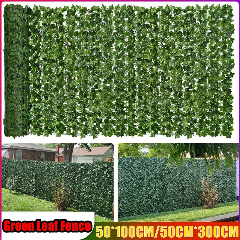 Panneaux de clôture à feuilles vertes artificielles 1M/3M