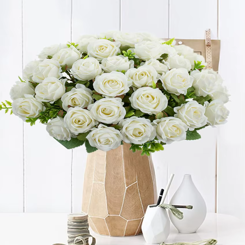 Fleurs artificielles Soie Rose Bricolage Mariage Bouque Nuptiale Jardin Roses Arche Maison Chambre Festival Décoration Couronnes Photographie Accessoires