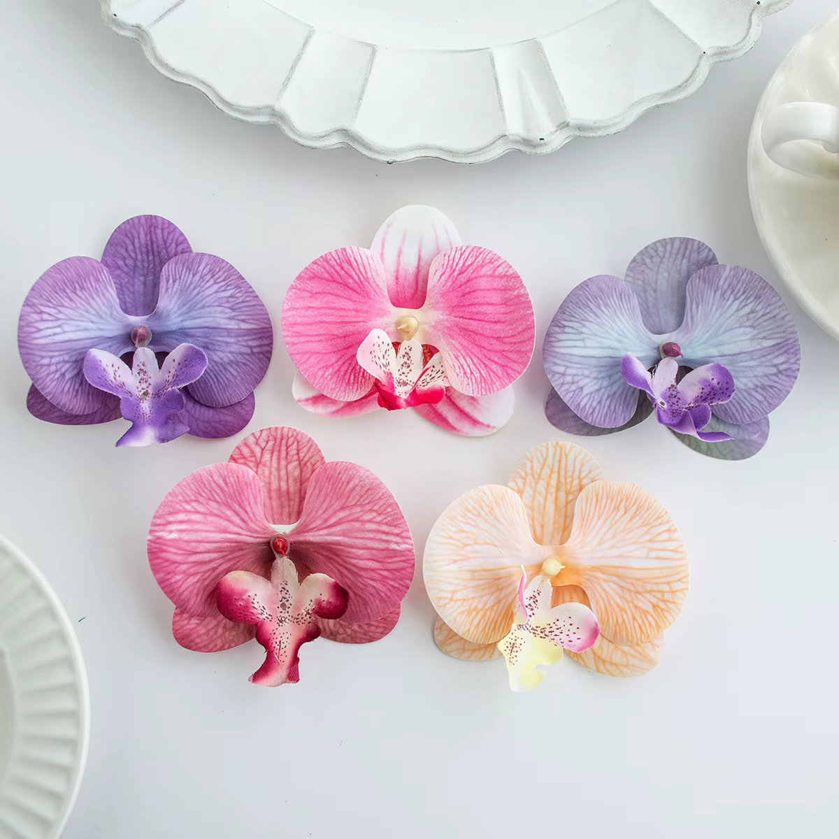 50/100 pièces fleurs artificielles Thai papillon orchidée articles de vente chaude Festival mariage chapellerie de mariée cheveux bricolage cadeau décoration