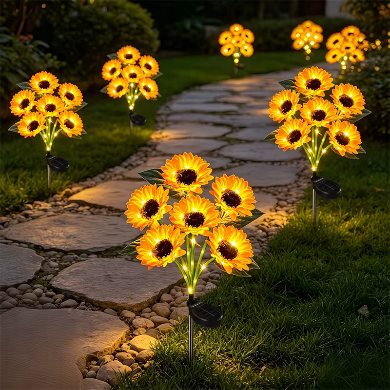 Lampes solaires en forme de tournesol pour jardin