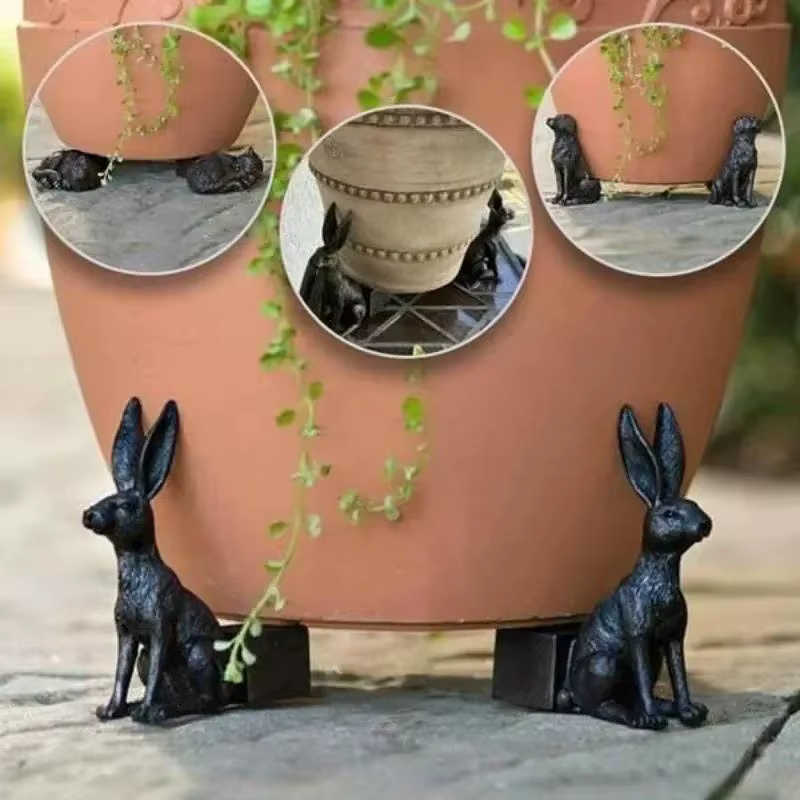 Fuuny 3 pièces Pot de fleur pieds support forme animale chat chien Pots de plantes Risers Pad extérieur jardin résine Pot pied plante bonsaï supports