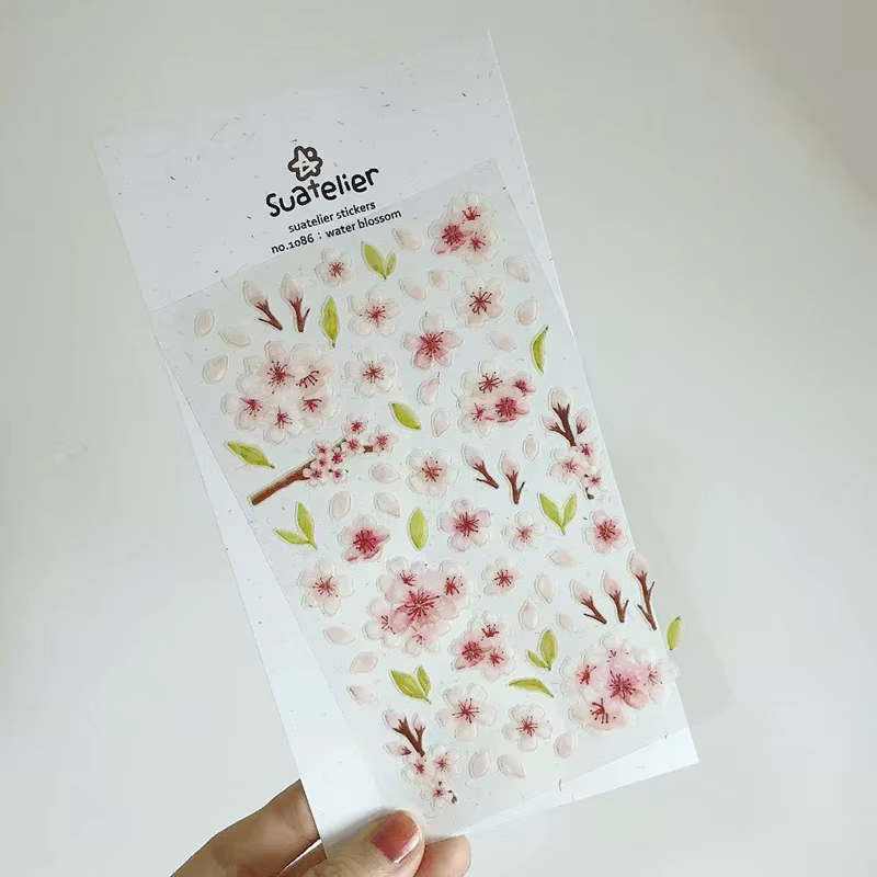 Autocollant Suatelier 1086 « Fleur d'eau » – Décoration DIY pour Junk Journal, Agenda, Scrapbooking et Loisirs Créatifs