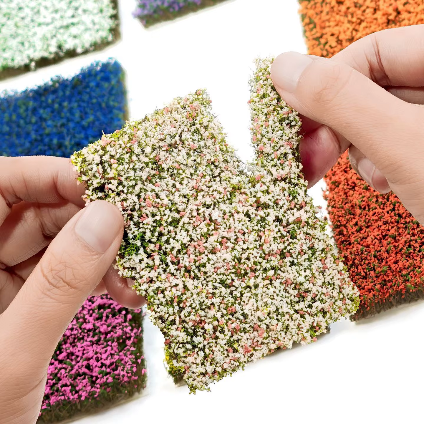 Kits de modélisation DIY de grappes d'herbe et de fleurs déchiquetées à la main pour la décoration de scènes miniatures