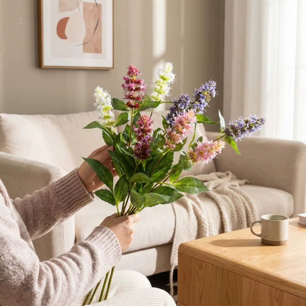 Fleur artificielle de Pogostemon à 3 têtes