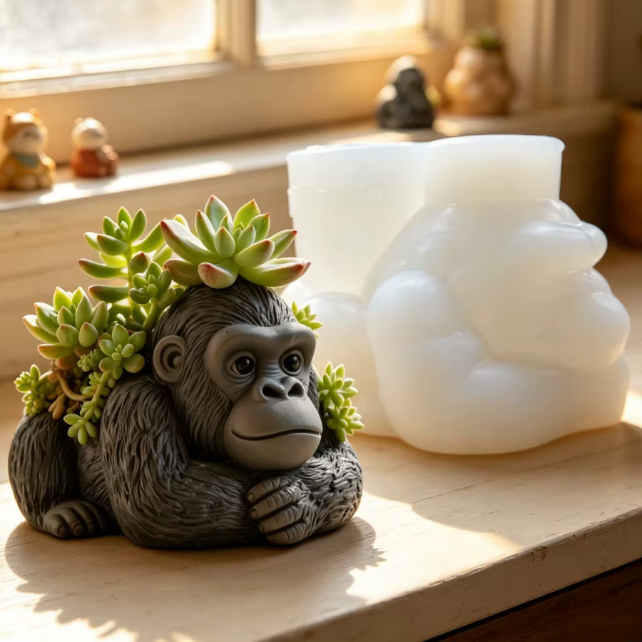 Moule en silicone pour pot de fleurs en résine