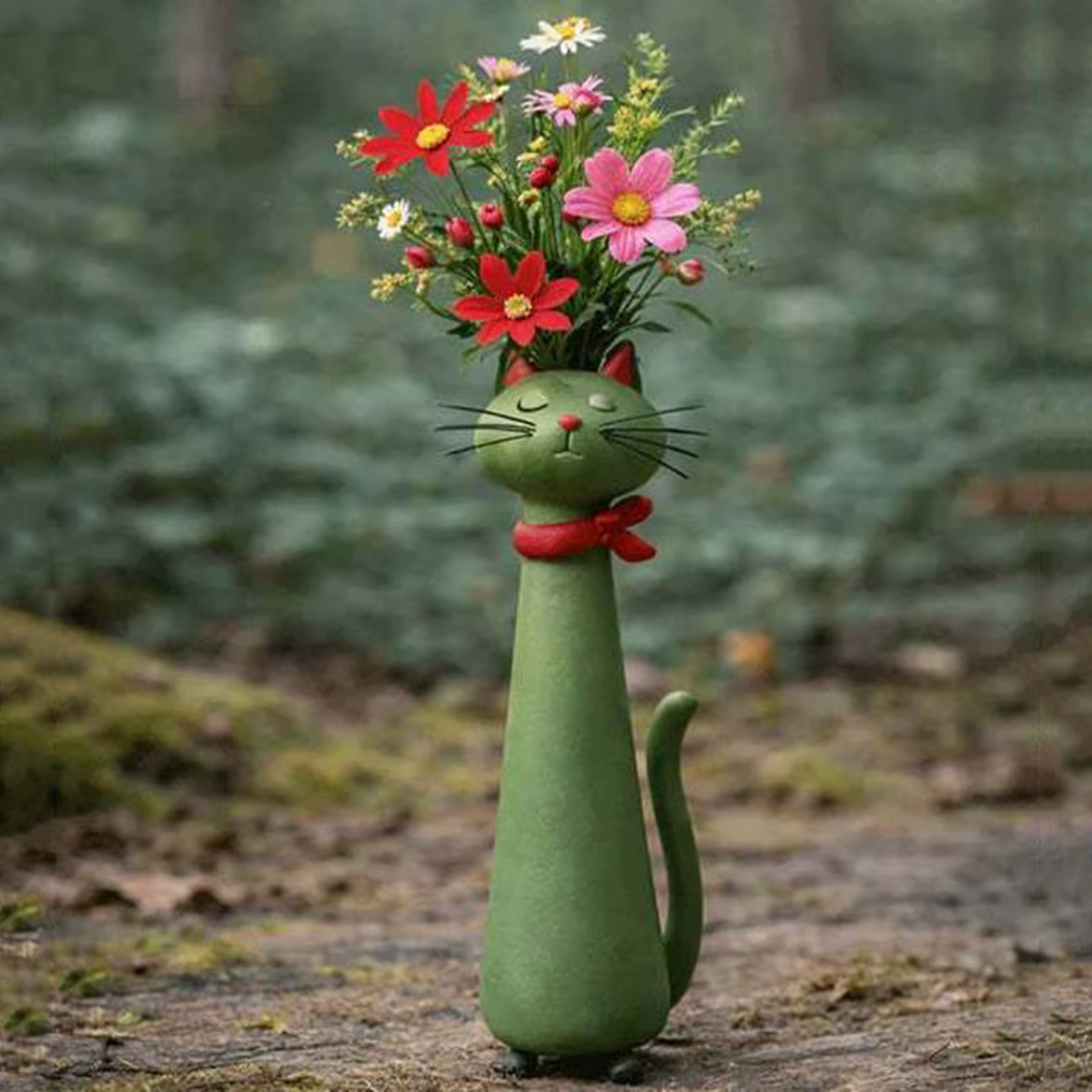 Vase à fleurs fantaisie en résine en forme de chat, 1 à 6 pièces, moderne et mignon, ornement créatif pour la maison, le salon, la décoration d'étagère